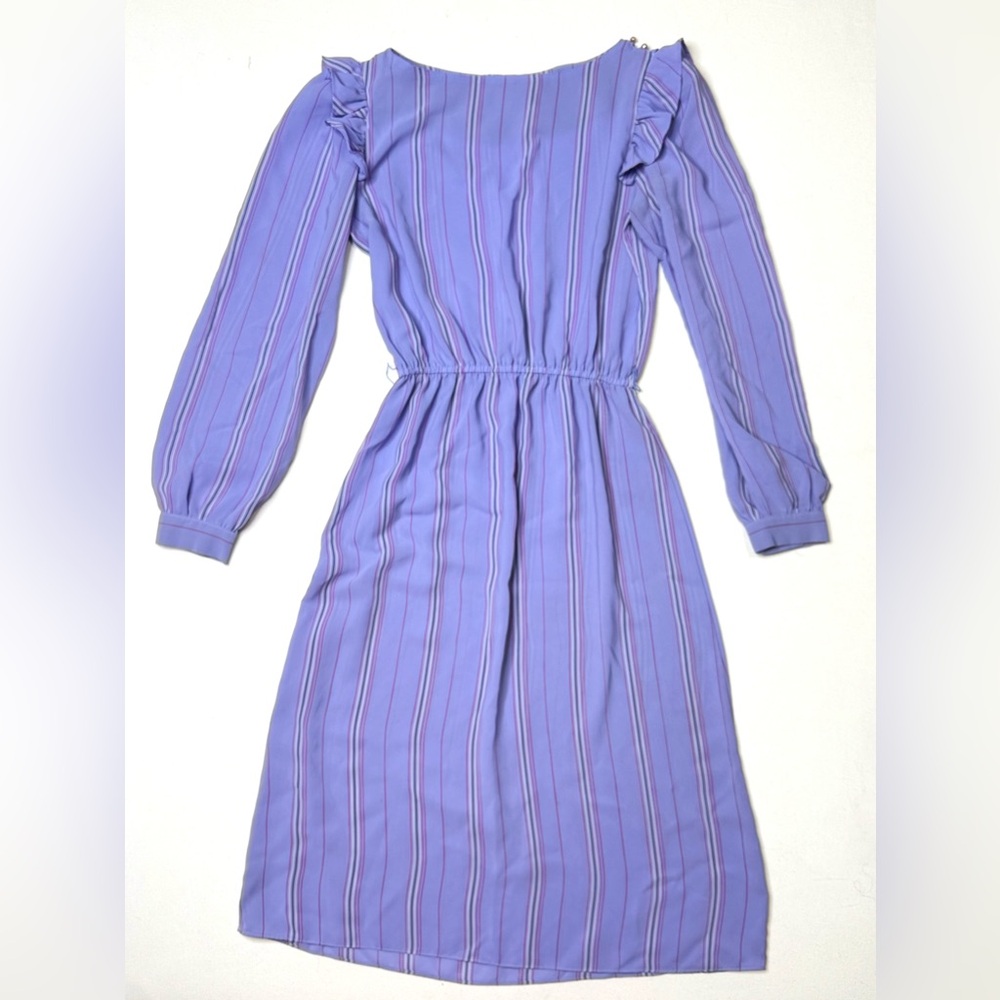 Vintage Charlee Allison Lilac Long Sleeve Dress with Ruffle Details Size 7/8 - Picture 2 of 9